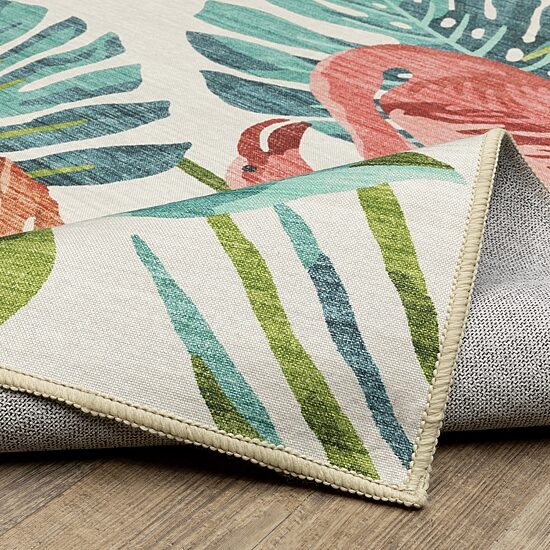 Covington Home Florentina Tropical Flamingo 42"X66" Indoor Outdoor Rectangular Accent Rug