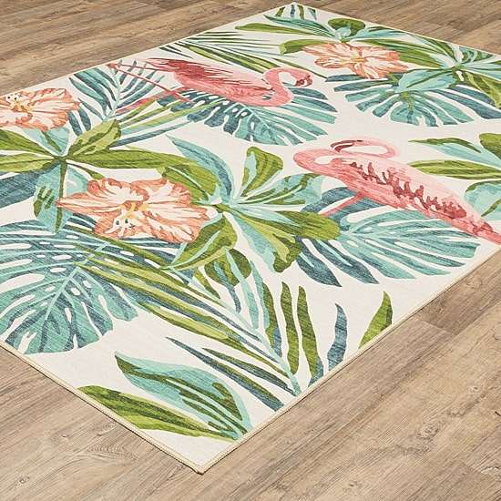 Covington Home Florentina Tropical Flamingo Indoor Outdoor Rectangular Area Rug