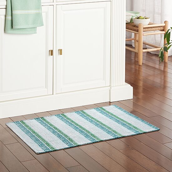 Martha Stewart Ticking Air 20" X 36" Stripe Indoor Rectangular Kitchen Mat