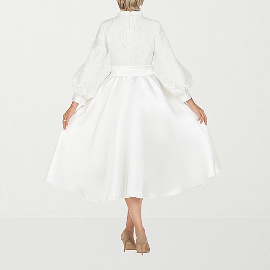 Giovanna Signature Womens Plus Midi Long Sleeve Balloon Fit + Flare Dress