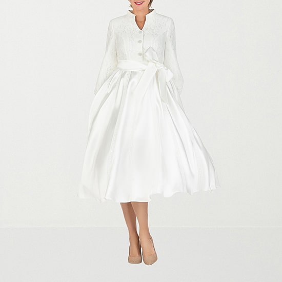 Giovanna Signature Womens Plus Midi Long Sleeve Balloon Fit + Flare Dress