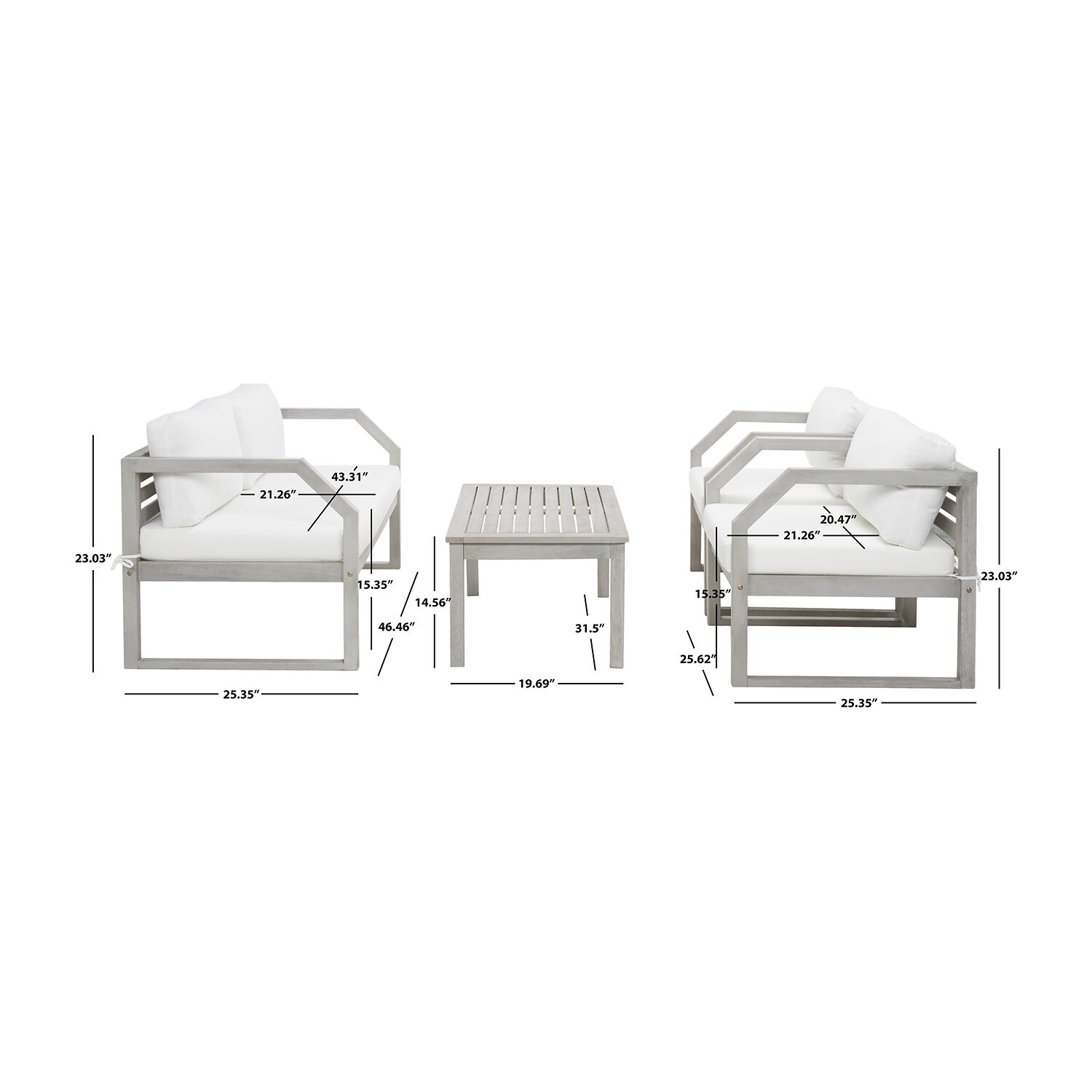 Safavieh Dren Collection 4-pc. Conversation Set Weather Resistant