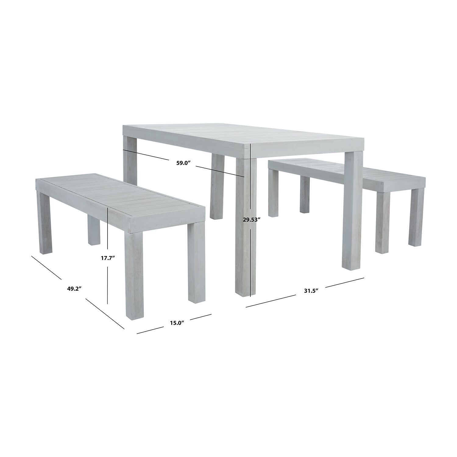 Safavieh Dario Patio Collection 3-pc. Weather Resistant Rectangular Dining Set