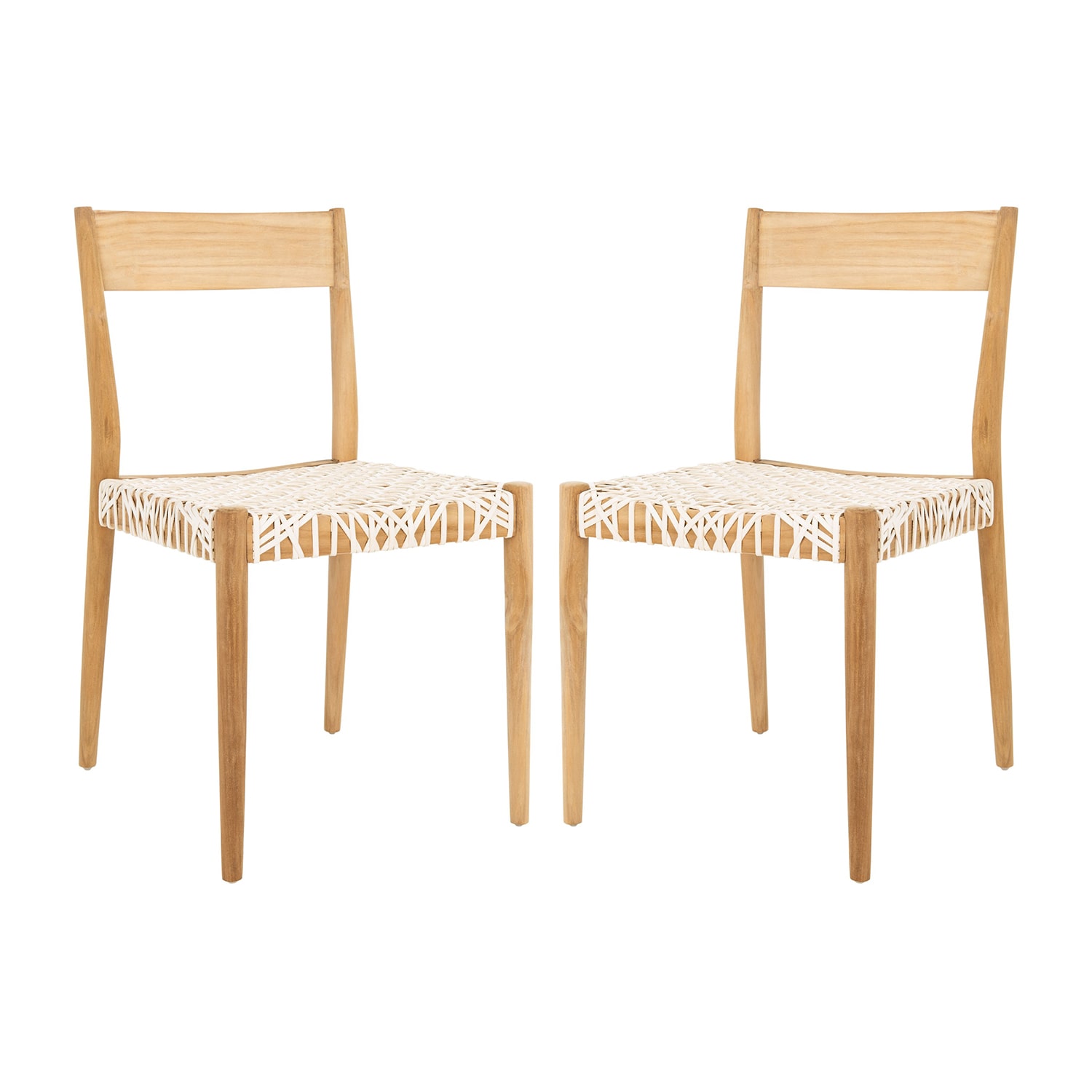 Pranit Dining Chair with Woven Leather Seat - Set of 2