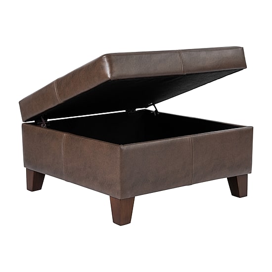 Kinfine Homepop Luxury Storage Ottoman in Faux Leather