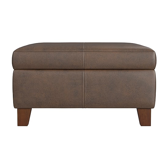 Kinfine Homepop Luxury Storage Ottoman in Faux Leather