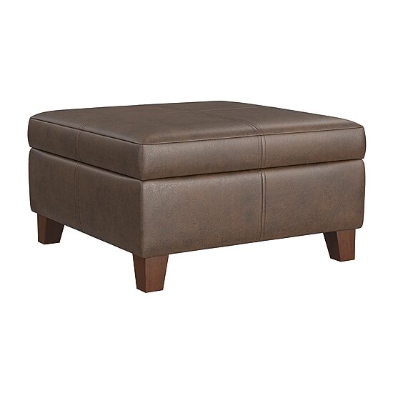 Kinfine Homepop Luxury Storage Ottoman in Faux Leather