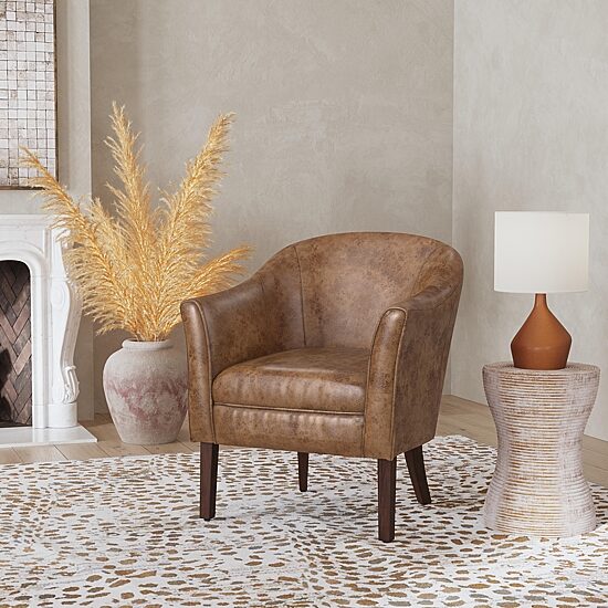 Kinfine Homepop 4 Legs Accent Chairs in Faux Leather