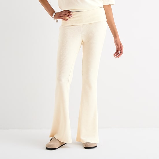 Grayson Threads, The Label Girls Night In Fold Over Waistband Loose Legging Womens Juniors Wide Leg Mid Rise Hello Kitty Pull-On Pant