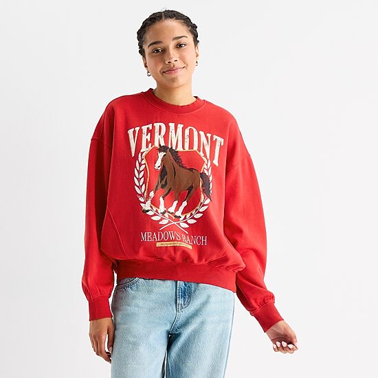 Arizona Womens Juniors Crew Neck Long Sleeve Sweatshirt