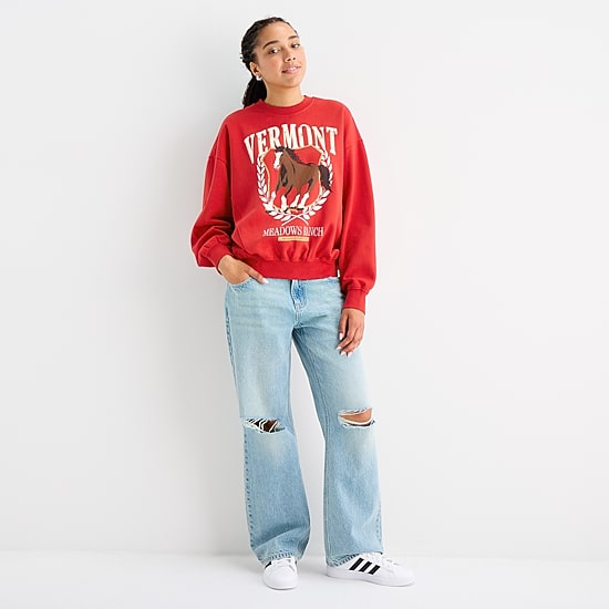 Arizona Womens Juniors Crew Neck Long Sleeve Sweatshirt