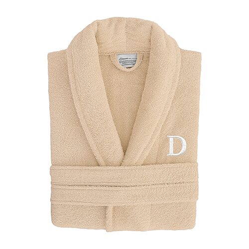 Linum Home Textiles Personalized Terry Bathrobe Unisex Adult Long Length Long Sleeve Robe, Large-x-large, Beige