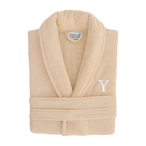 Linum Home Textiles Personalized Terry Bathrobe Unisex Adult Long Length Long Sleeve Robe, Large-x-large, Beige