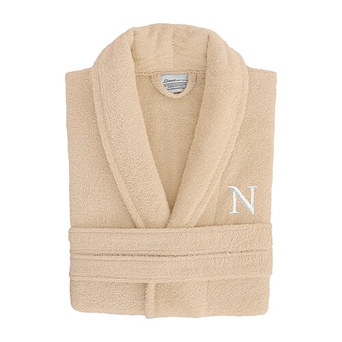 Linum Home Textiles Personalized Terry Bathrobe Unisex Adult Long Length Long Sleeve Robe, Large-x-large, Beige
