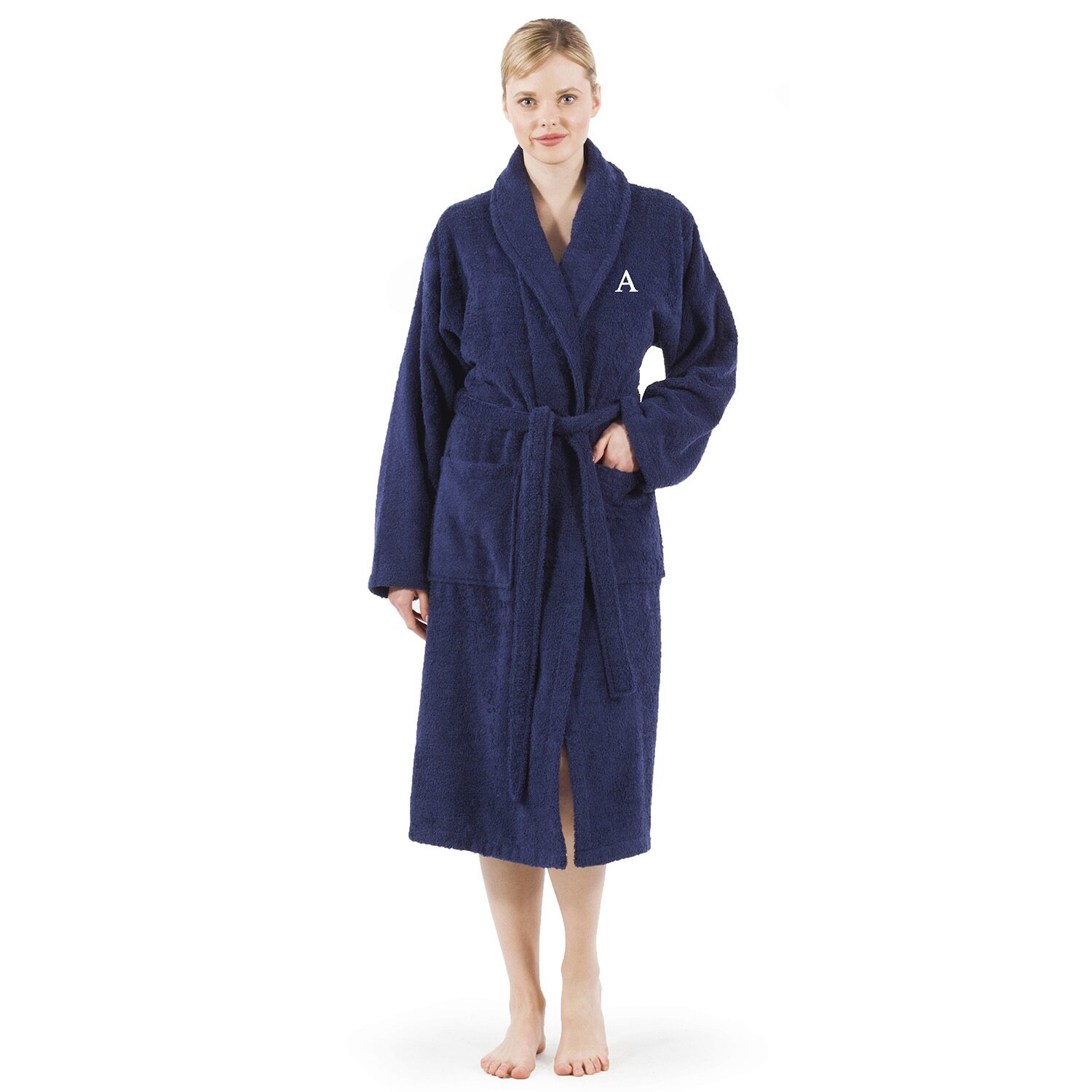 Linum Home Textiles Personalized Terry Bathrobe Unisex Adult Cloth Long Sleeve Length Robe