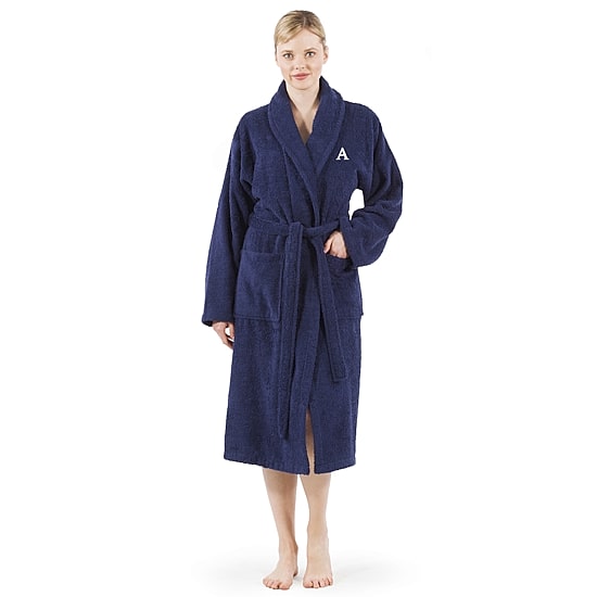 Linum Home Textiles Personalized Terry Bathrobe Unisex Adult Long Length Long Sleeve Robe
