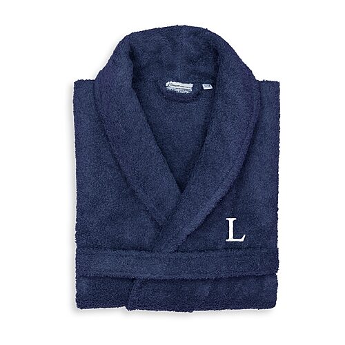 Linum Home Textiles Personalized Terry Bathrobe Unisex Adult Long Length Long Sleeve Robe, Large-x-large, Blue