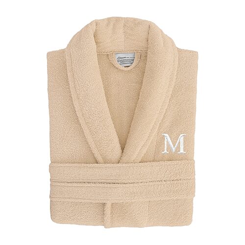 Linum Home Textiles Personalized Terry Bathrobe Unisex Adult Long Length Long Sleeve Robe, Large-x-large, Beige