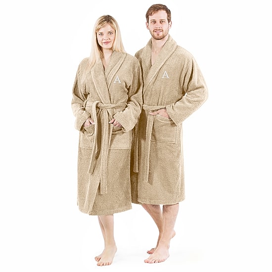 Linum Home Textiles Personalized Terry Bathrobe Unisex Adult Long Length Long Sleeve Robe