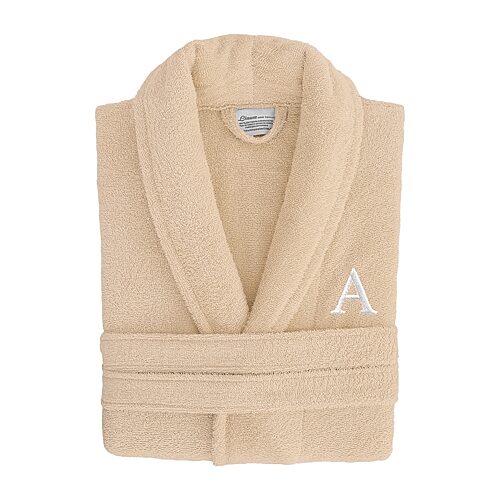 Linum Home Textiles Personalized Terry Bathrobe Unisex Adult Long Length Long Sleeve Robe, Large-x-large, Beige