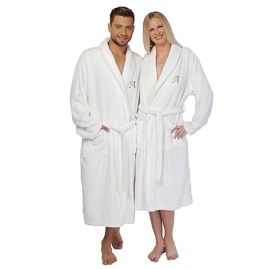 Linum Home Textiles Personalized Terry Bathrobe Unisex Adult Long Length Long Sleeve Robe