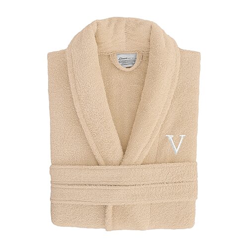Linum Home Textiles Personalized Terry Bathrobe Unisex Adult Long Length Long Sleeve Robe, Large-x-large, Beige