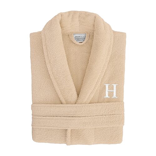 Linum Home Textiles Personalized Terry Bathrobe Unisex Adult Long Length Long Sleeve Robe, Large-x-large, Beige