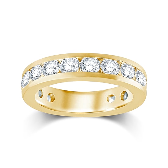 3 CT.T.W. Natural Diamond 14K Yellow Gold Eternity Wedding Band