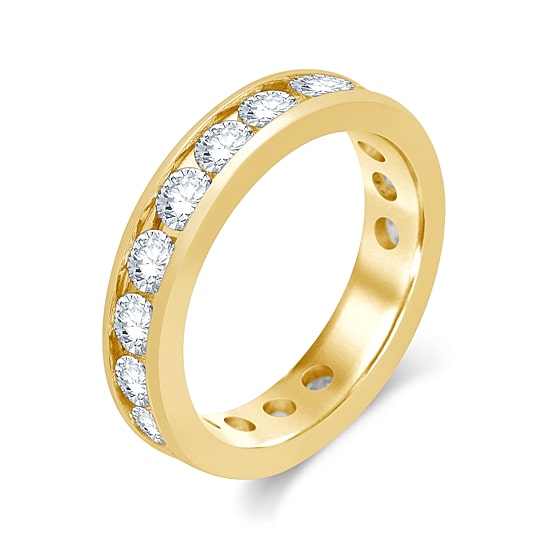 3 CT.T.W. Natural Diamond 14K Yellow Gold Eternity Wedding Band