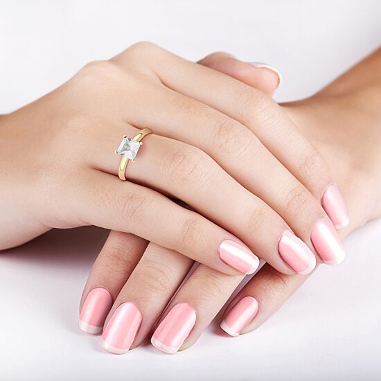 Womens Lab Created White Sapphire 10K Gold Solitaire Cocktail Ring