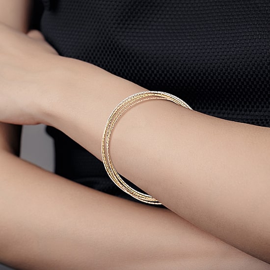 Made in Italy Womens 14K Tri-Color Gold Over Silver Bangle Bracelet