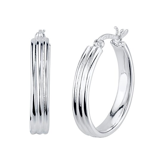 Womens Sterling Silver 26mm Hoop Earrings