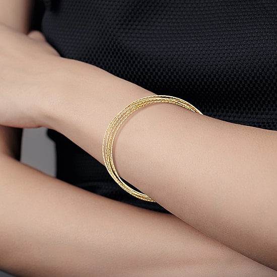 Made in Italy Womens 10K Gold Over Silver Bangle Bracelet