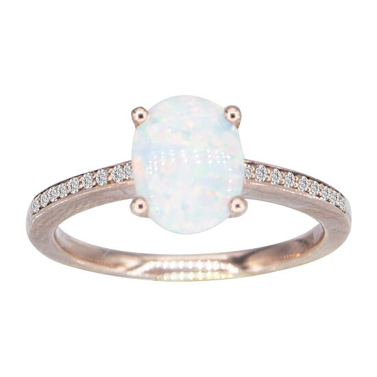 Womens Lab Created White Opal 14K Rose Gold Over Silver Halo Cocktail Ring