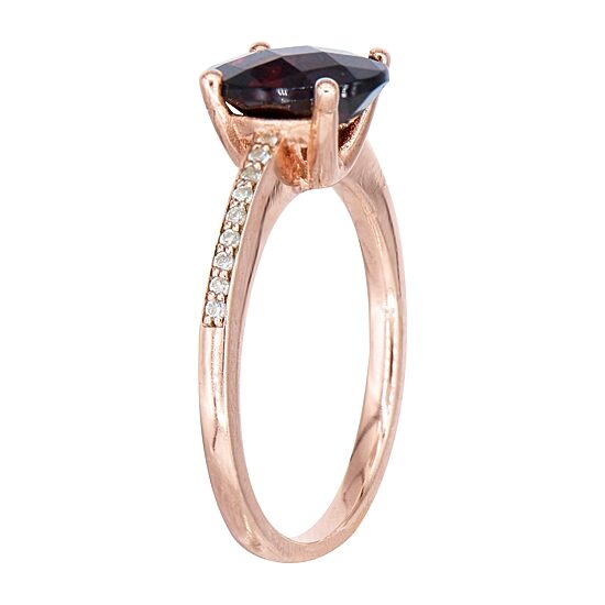 Womens Genuine Red Garnet 14K Rose Gold Over Silver Oval Halo Cocktail Ring