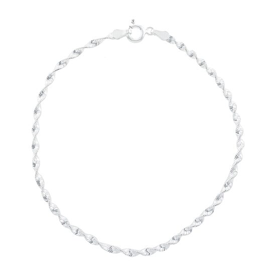 Silver Treasures Womens 8 Inch Solid Chain Bracelet