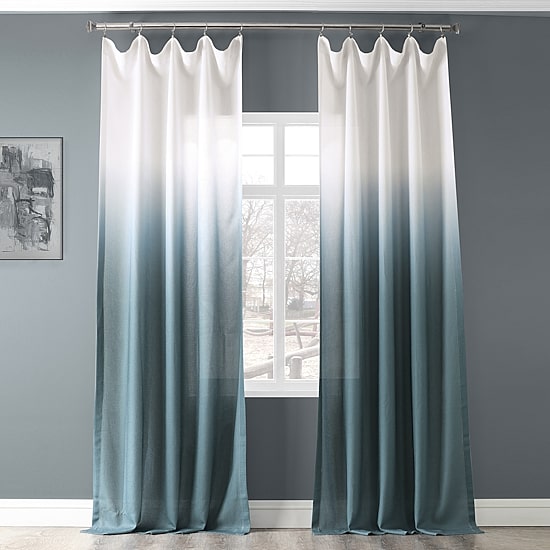 Exclusive Fabrics & Furnishing Ombre Faux Linen Rod Pocket Light-Filtering Single Curtain Panel