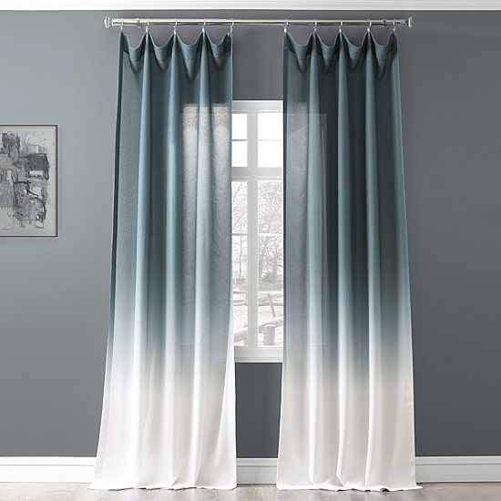 Exclusive Fabrics & Furnishing Ombre Faux Linen Rod Pocket Light-Filtering Single Curtain Panel