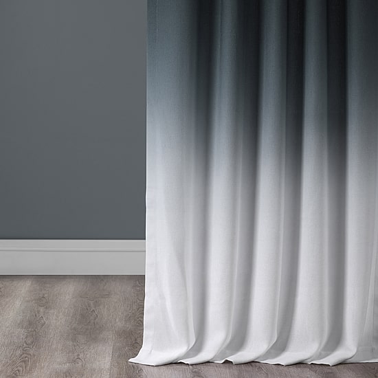 Exclusive Fabrics & Furnishing Ombre Faux Linen Rod Pocket Light-Filtering Single Curtain Panel