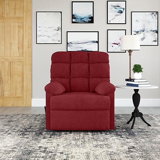 ProLounger Barbera Wall Hugger Biscuit Tufted Recliner in Stain-Resistant Microfiber