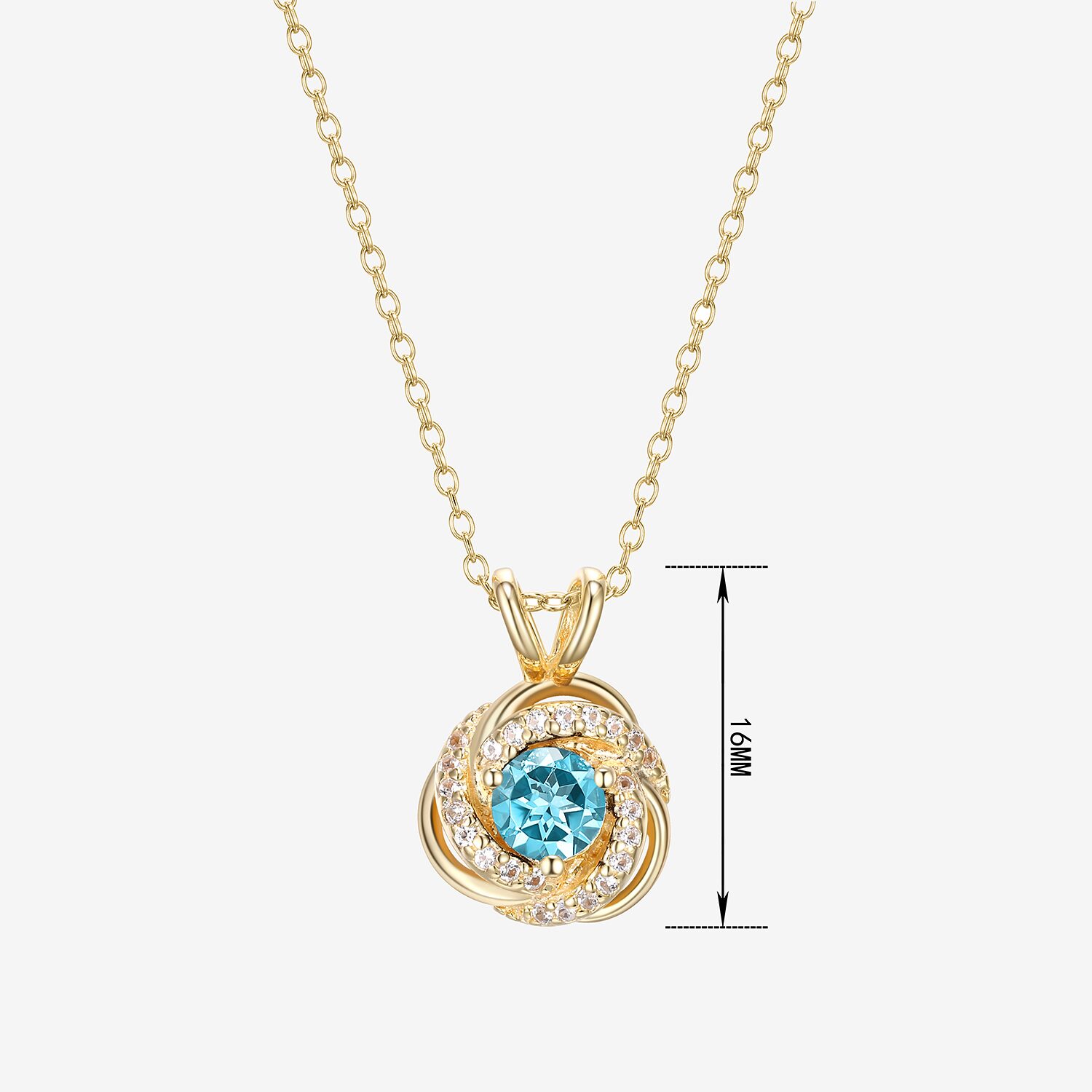 Womens Genuine Blue Topaz 18K Gold Over Silver 18 Inch Pendant Necklace