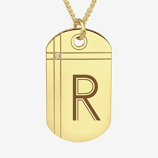 Mens Diamond Accent White Diamond 24K Gold Over Silver 20 Inch Pendant Necklace
