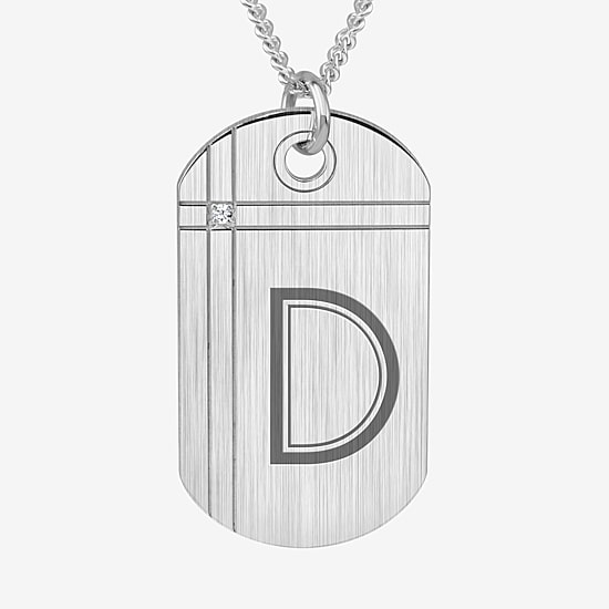 Mens Diamond Accent White Diamond 24K Gold Over Silver 20 Inch Pendant Necklace