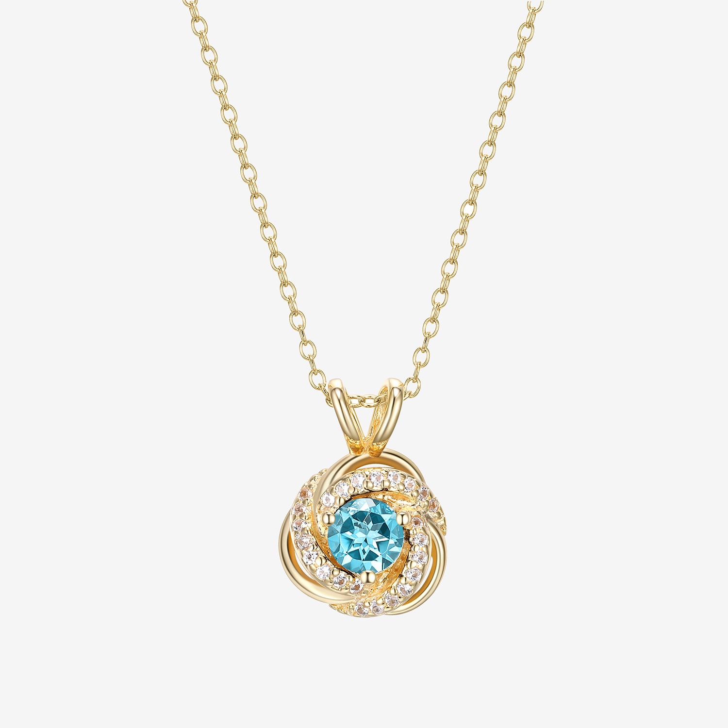 Womens Genuine Blue Topaz 18K Gold Over Silver 18 Inch Pendant Necklace