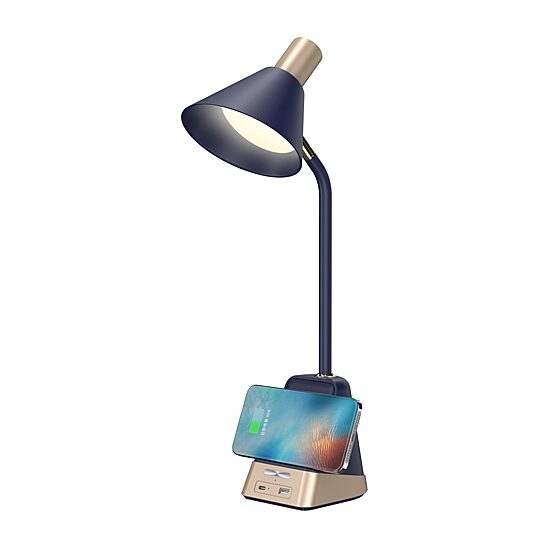 Sheffield Labs 18" James Matte Blue & Gold Led Desk Lamp