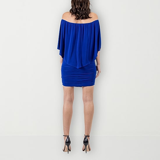 24seven Comfort Apparel Womens Straight Neck Short Sleeve Sheath Dress