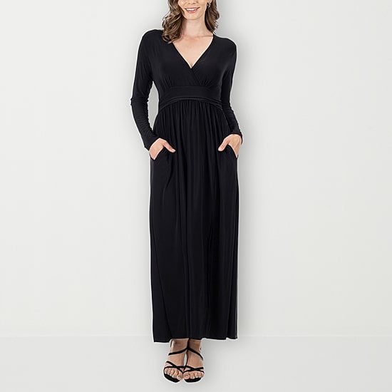 24seven Comfort Apparel Womens Long Sleeve Maxi Dress