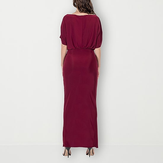 24seven Comfort Apparel Womens Boat Neck Short Sleeve Maxi Dress
