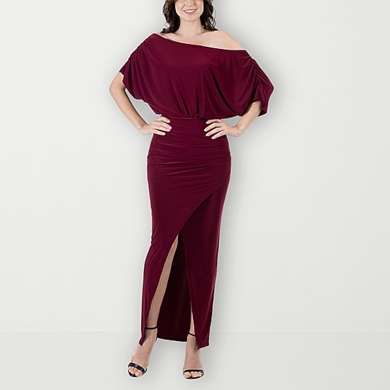 24seven Comfort Apparel Womens Boat Neck Short Sleeve Maxi Dress