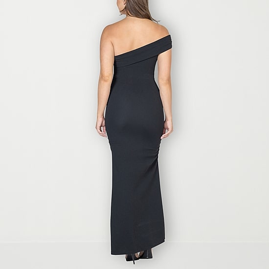 24seven Comfort Apparel Womens Asymmetrical Neck Sleeveless Maxi Dress